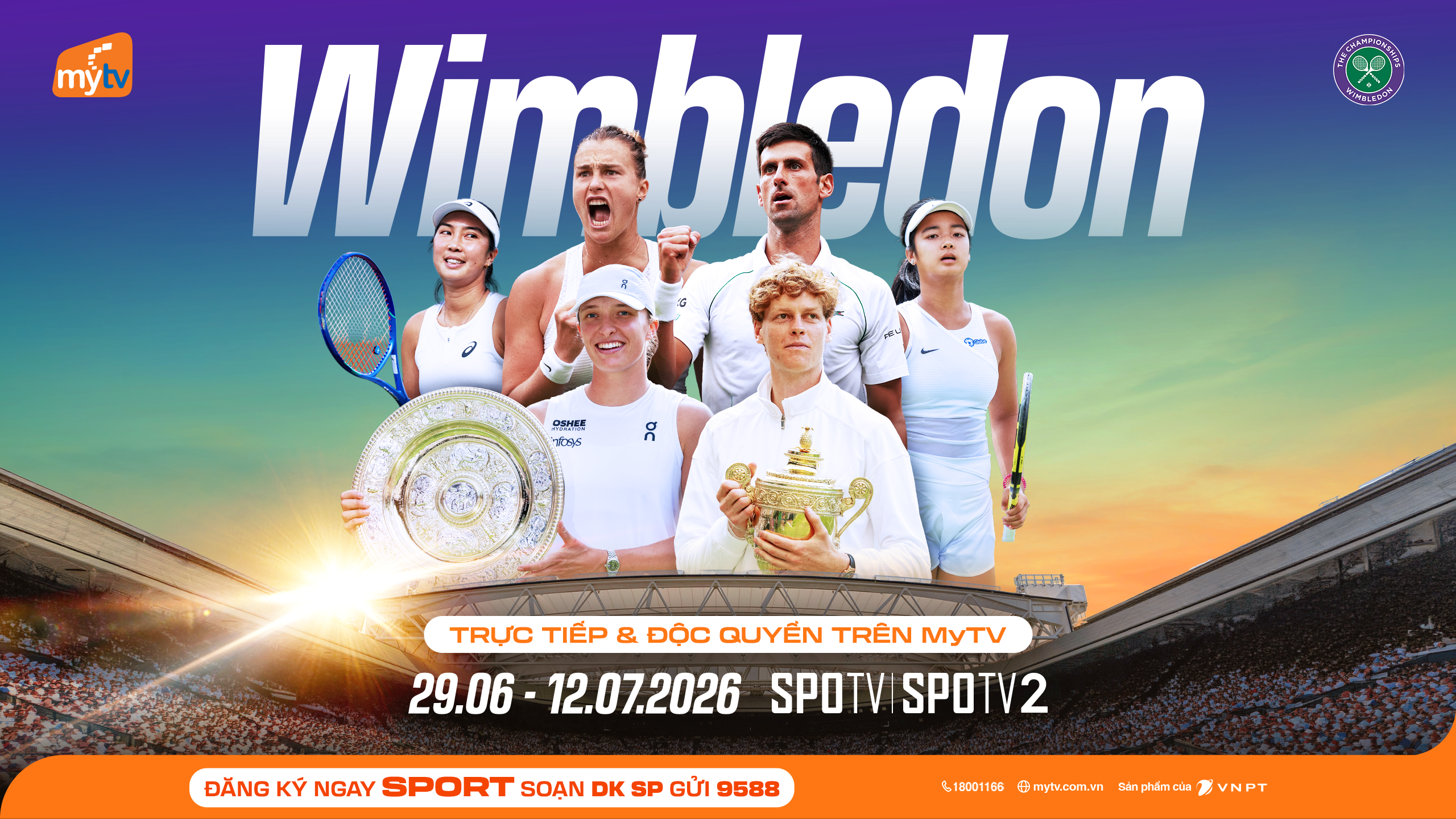 Wimbledon 2026 – Cuộc chiến đỉnh cao trên mặt sân cỏ huyền thoại, chỉ có trên MyTV